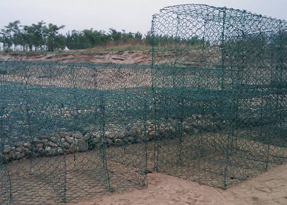 緑色のPVCコーティングされた蛇籠ボックス 2m-6m 六角メッシュ